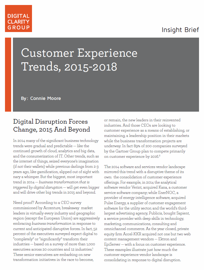 Customer Experience Leadership Trends, 2015-2018